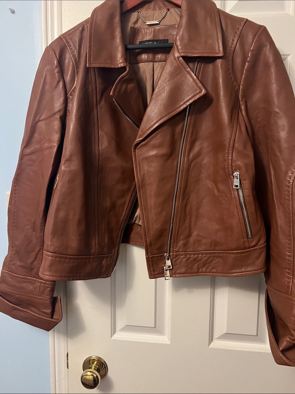 Marc Cain Brown Leather Bomber Jacket
